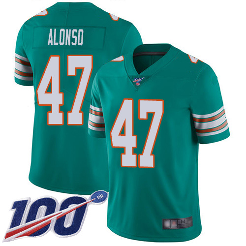 Nike Miami Dolphins #47 Kiko Alonso Aqua Green Alternate Men Stitched NFL 100th Season Vapor Limited Jersey